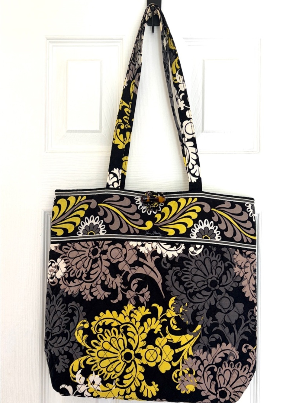 Vera Bradley Black, Yellow & Gray Floral Print Tote